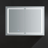 Spazio 48 in. W x 36 in. H Recessed or Surface Mount Medicine Cabinet with LED Lighting and Mirror Defogger