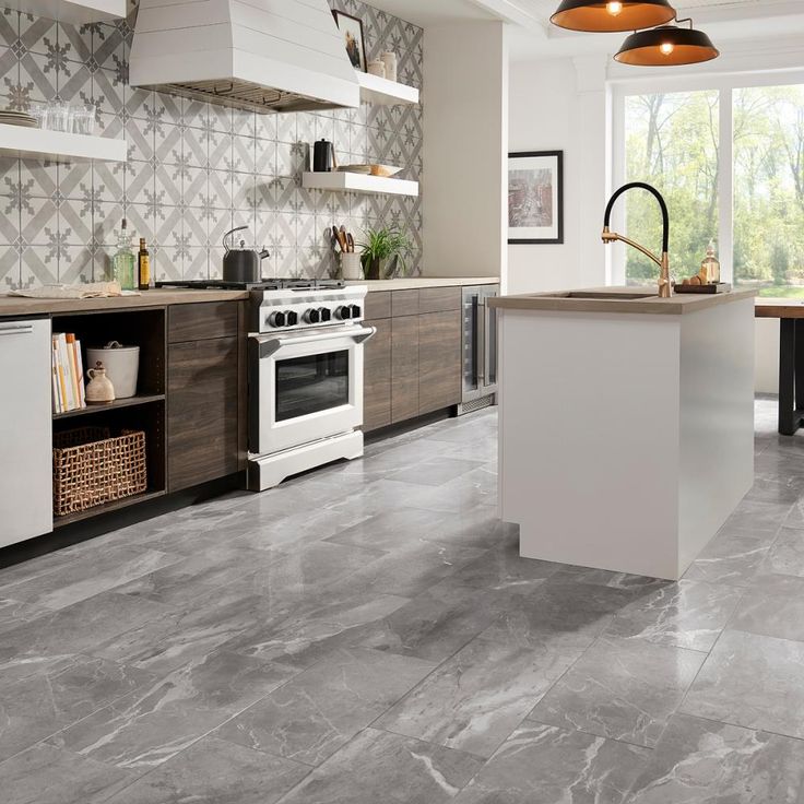 Mohawk ForeverStyle Gray Marble 12-in x 24-in Lappato Porcelain Marble Look Floor Tile