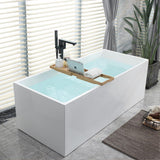 Talence 59 in. Acrylic Flatbottom Freestanding Bathtub in White - Super Arbor