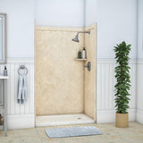 Elegance 36 in. x 48 in. x 80 in. 9-Piece Easy Up Adhesive Alcove Shower Wall Surround in Calacatta White - Super Arbor