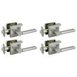Tonbridge Satin Nickel Bed/Bath Door Lever with Square Rose (4-Pack)