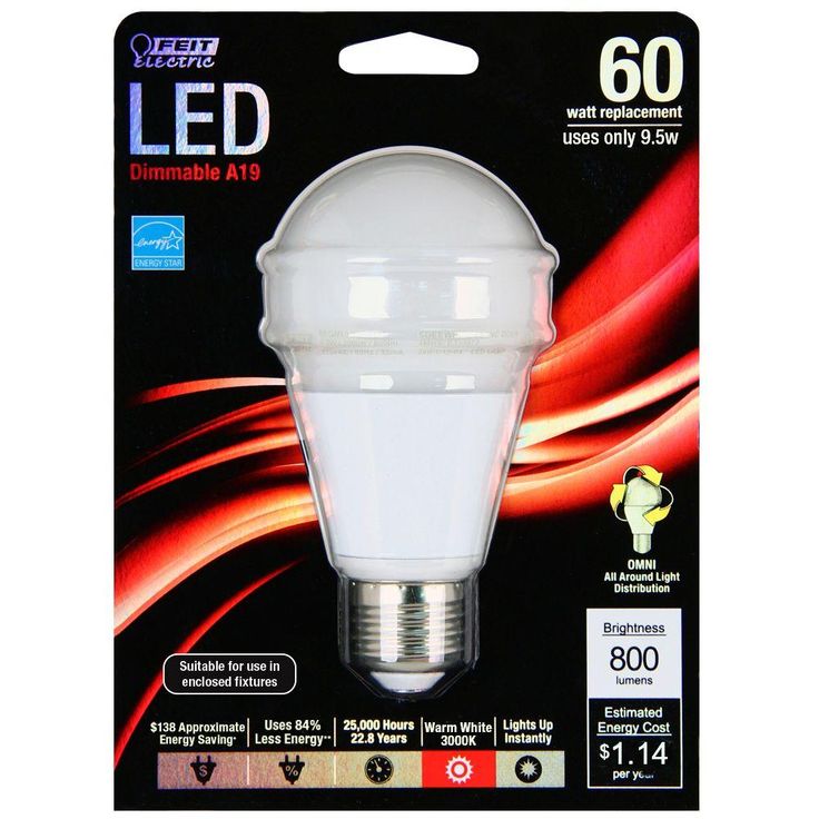 Feit Electric 60W Equivalent Warm White (3000K) A19 Dimmable LED Energy Star Light Bulb (12-Pack)