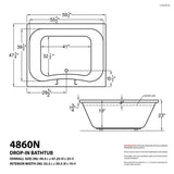 Rhode 5 ft. Rectangular Drop-in Air Bath Tub in White - Super Arbor