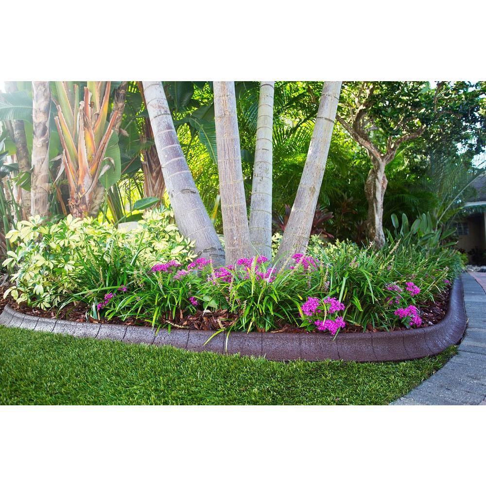 4 ft. Brown Rubber Curb Landscape Edging (4-Pack) - Super Arbor