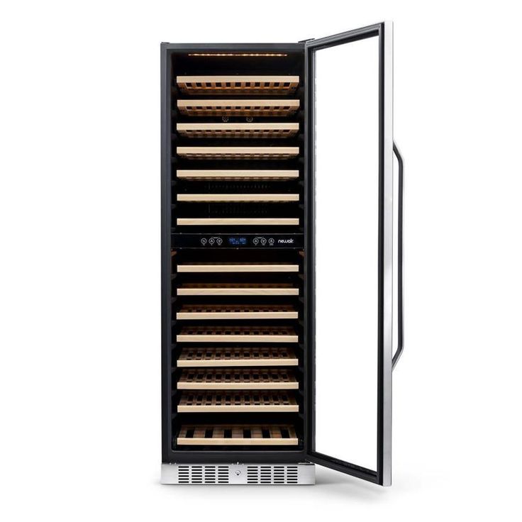 NewAir 160-Bottle Capacity Stainless Steel and Black Dual Zone Cooling Built-In/Freestanding Wine Chiller