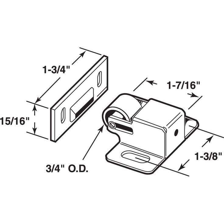 Brass Plated Closet Door Roller Catch with Strike