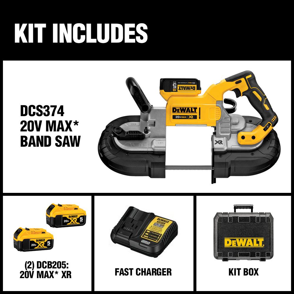 20-Volt MAX XR Lithium-Ion Cordless Brushless Deep Cut Band Saw Kit with (2) Batteries 5Ah, Charger and Case - Super Arbor