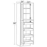 Home Decorators Collection Newport 24 in. W x 24 in. D x 90 in. H Assembled Plywood Pantry Kitchen Cabinet in Deep Onyx with 4ROT Soft Close