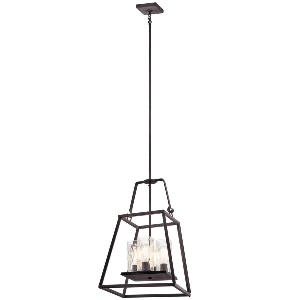 Kichler Ellamae 4-Light Weathered Zinc Industrial Square Medium Hanging Pendant Light
