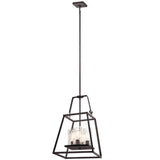 Kichler Ellamae 4-Light Weathered Zinc Industrial Square Medium Hanging Pendant Light