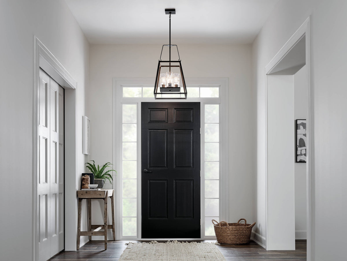 Kichler Ellamae 4-Light Weathered Zinc Industrial Square Medium Hanging Pendant Light