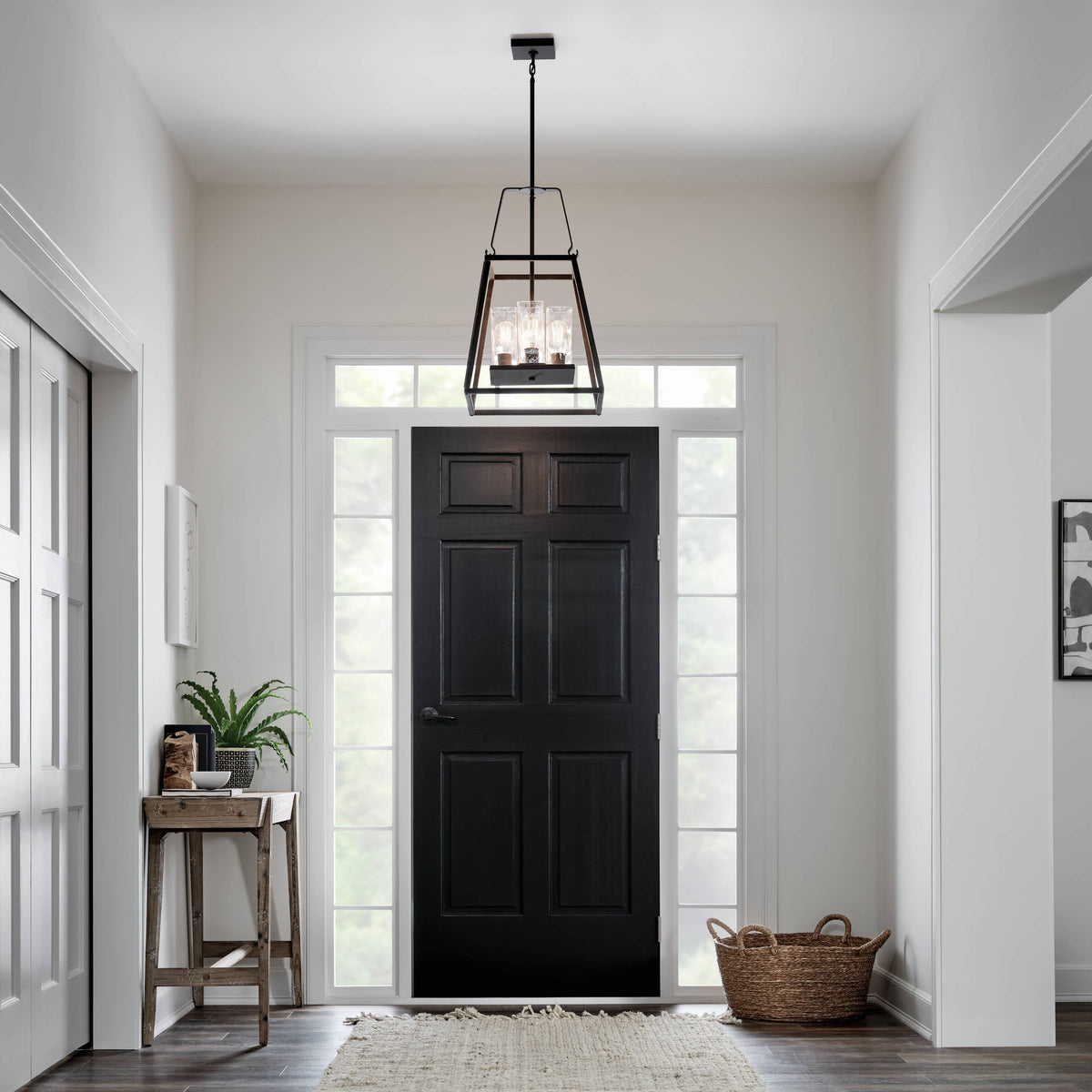 Kichler Ellamae 4-Light Weathered Zinc Industrial Square Medium Hanging Pendant Light