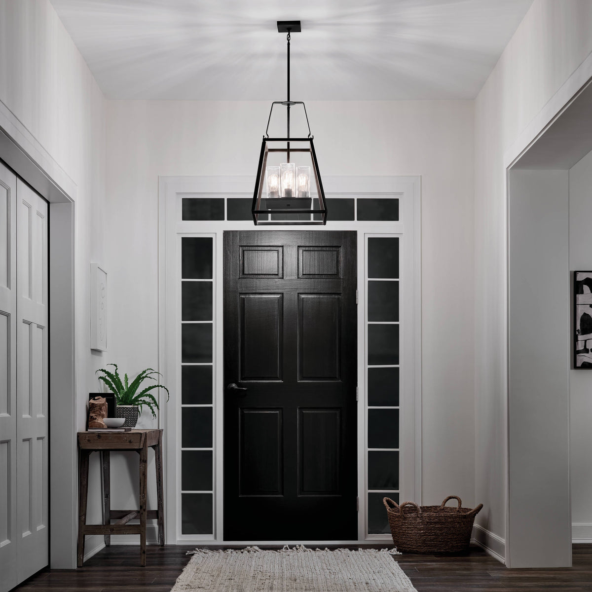 Kichler Ellamae 4-Light Weathered Zinc Industrial Square Medium Hanging Pendant Light