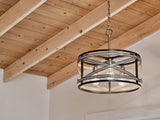 Kichler Stetton 3-Light Anvil Iron Farmhouse Drum Medium Hanging Pendant Light