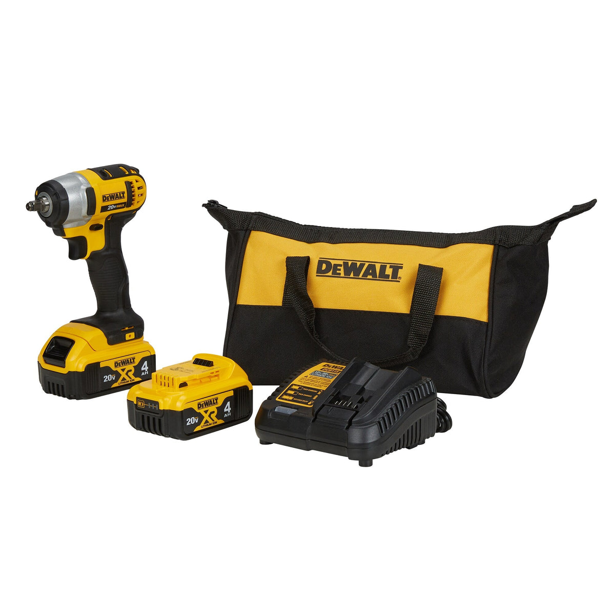 DEWALT XR 20-Volt Max Variable Speed 3/8-in Square Drive Cordless Impact Wrench Kit (2 Batteries Included)