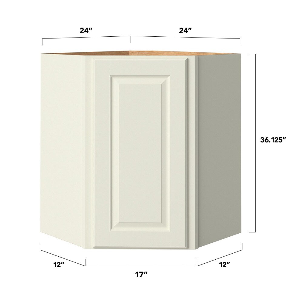 allen + roth Pattingham 24-in W x 36.125-in H x 20-in D Harbor Diagonal Corner Wall Fully Assembled Cabinet (Raised Panel Square Style)