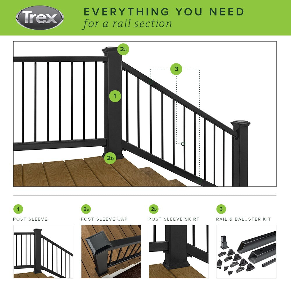 Trex Enhance 6-ft x 42-in Charcoal Black Composite Deck Stair Rail Kit