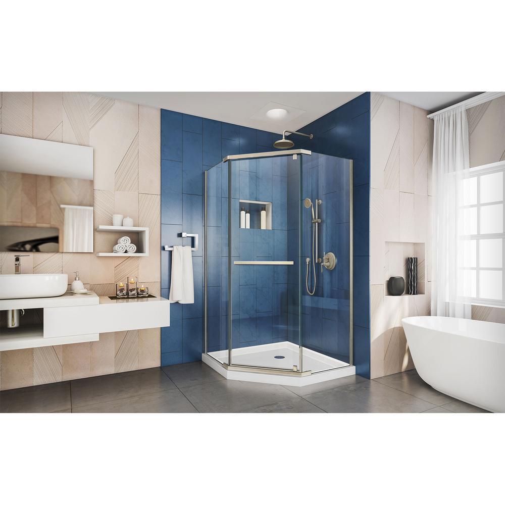 Prism 36-1/8 in. x 36-1/8 in. x 72 in. Semi-Frameless Neo-Angle Pivot Shower Enclosure in Brushed Nickel - Super Arbor