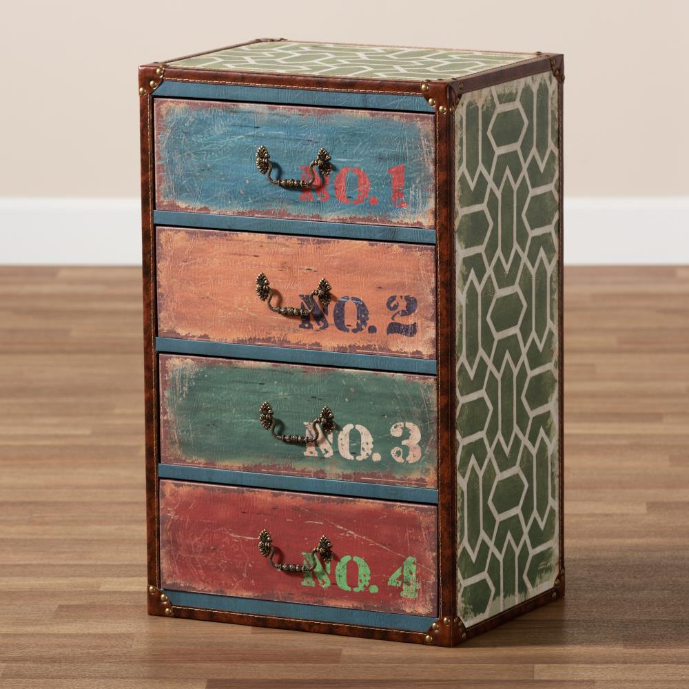 Baxton Studio Amandine Multicolor 4-Drawer Accent Chest