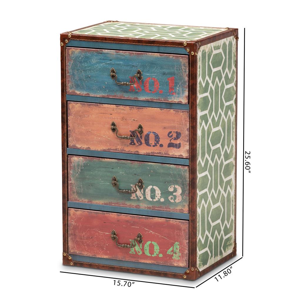 Baxton Studio Amandine Multicolor 4-Drawer Accent Chest