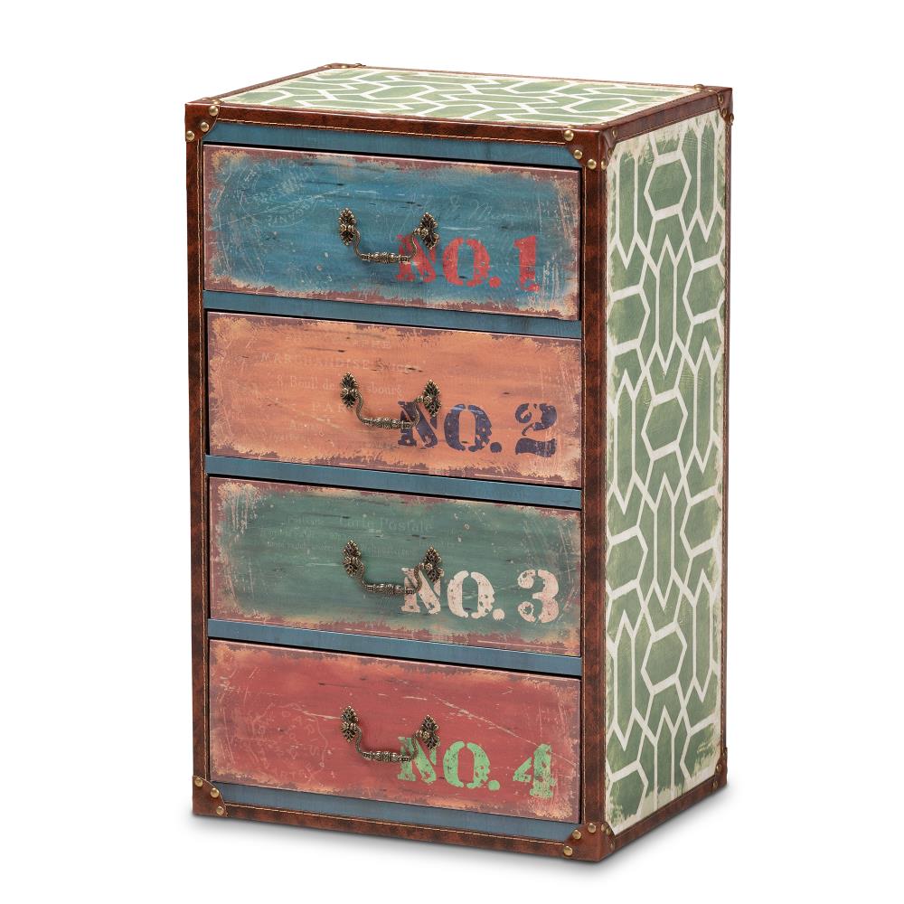 Baxton Studio Amandine Multicolor 4-Drawer Accent Chest