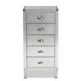 Baxton Studio Carel Silver Fir 5-Drawer Accent Chest