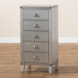 Baxton Studio Carel Silver Fir 5-Drawer Accent Chest