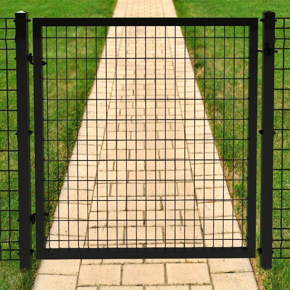 Ironcraft Euro Black Powder-coated Steel Flat-top Decorative Fence Gate