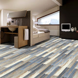 Deco Products COLORS Old Blue Sea Aged Painted Wood Luxury Vinyl Plank Sample, 6 in x 6 in, 8-mil Wear Layer