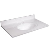 37 in. W x 22 in. D Cultured Marble Vanity Top in White with Solid White Bowl - Super Arbor