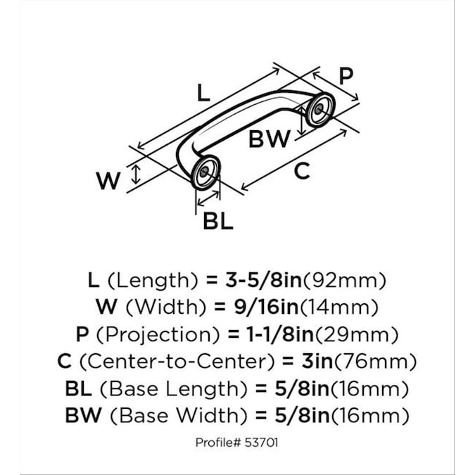 Amerock Kane (76Mm) Center to Center Arch Bar Drawer Pull