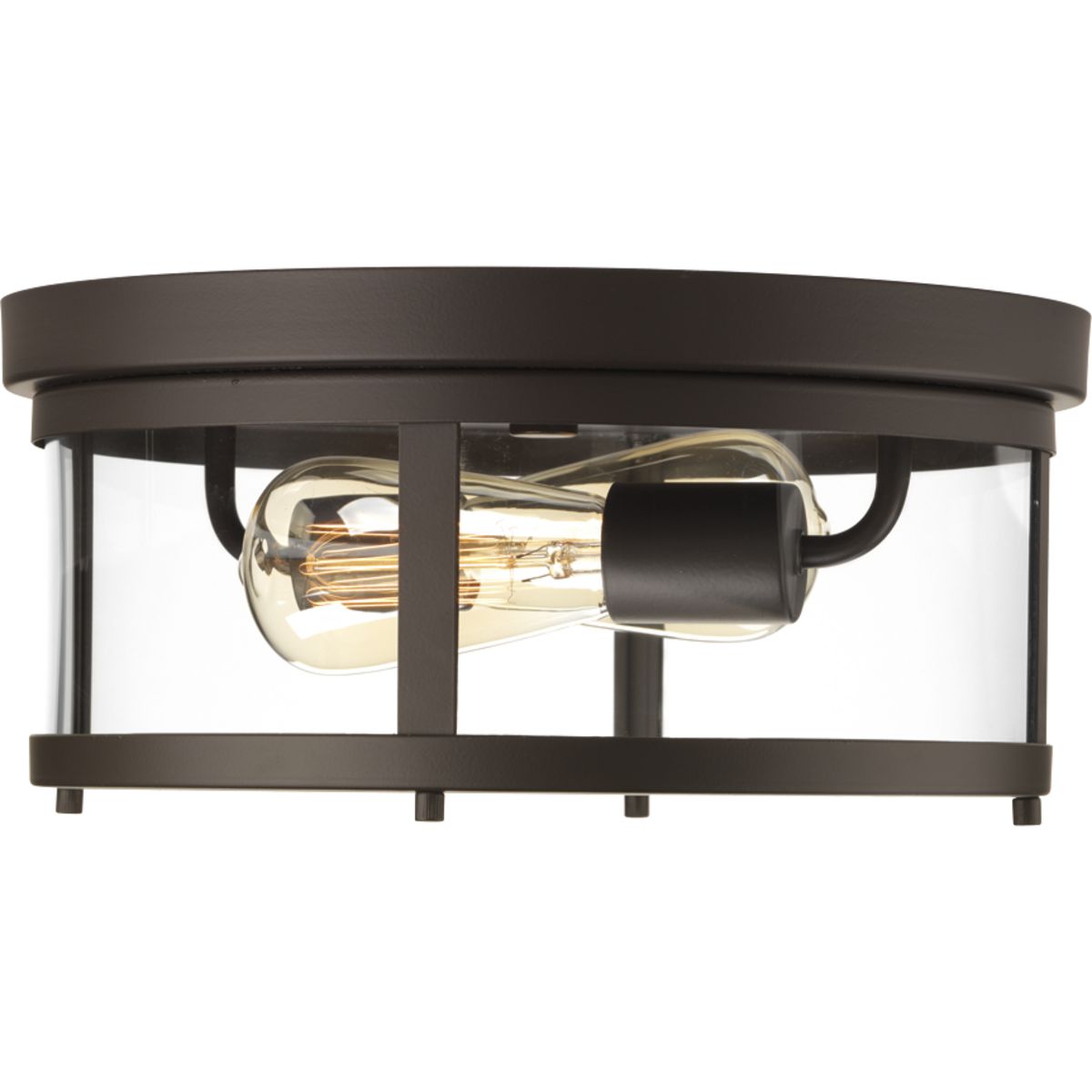 Progress Lighting Gunther 12.625-in Antique Bronze Transitional Incandescent Flush Mount Light