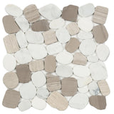 Satori Mixed Warm Blend 12-in x 12-in Honed Natural Stone Marble Pebble Floor and Wall Tile (9.6-sq ft/Carton)