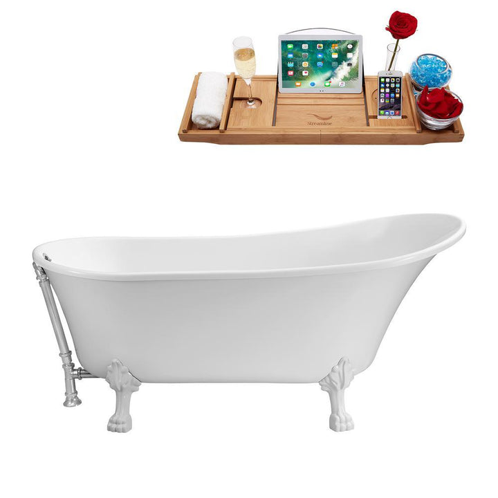 66.9 in. Acrylic Clawfoot Non-Whirlpool Bathtub in White - Super Arbor