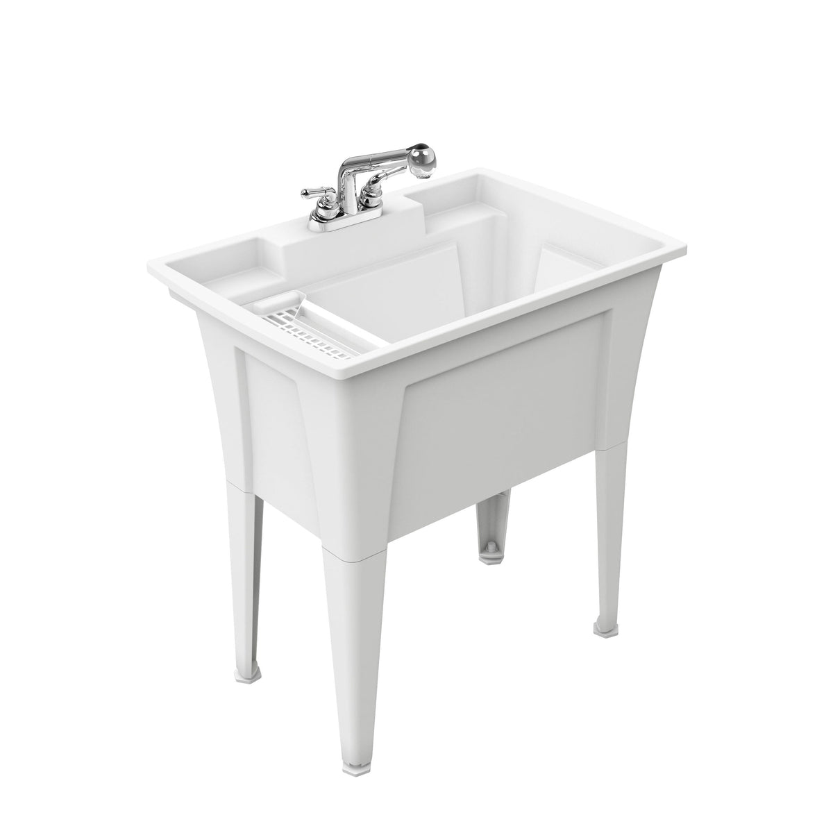 RuggedTub Freestanding Utility Tub with Drain and Faucet - 32.25-in x 22-in, White