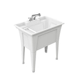RuggedTub Freestanding Utility Tub with Drain and Faucet - 32.25-in x 22-in, White