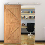 10 ft./120 in. Stainless Steel Sliding Barn Door Hardware Kit Spoke Wheel for Single Door with Non-Routed Floor Guide - Super Arbor