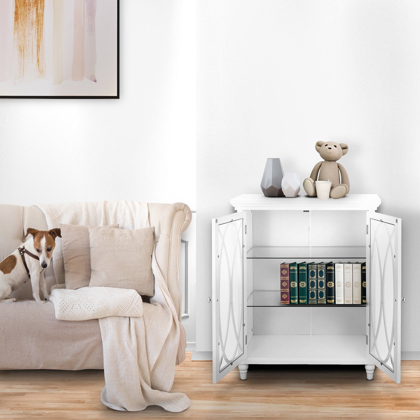 Teamson Home Florence 26-in x 32-in x 12.5-in White Freestanding Linen Cabinet