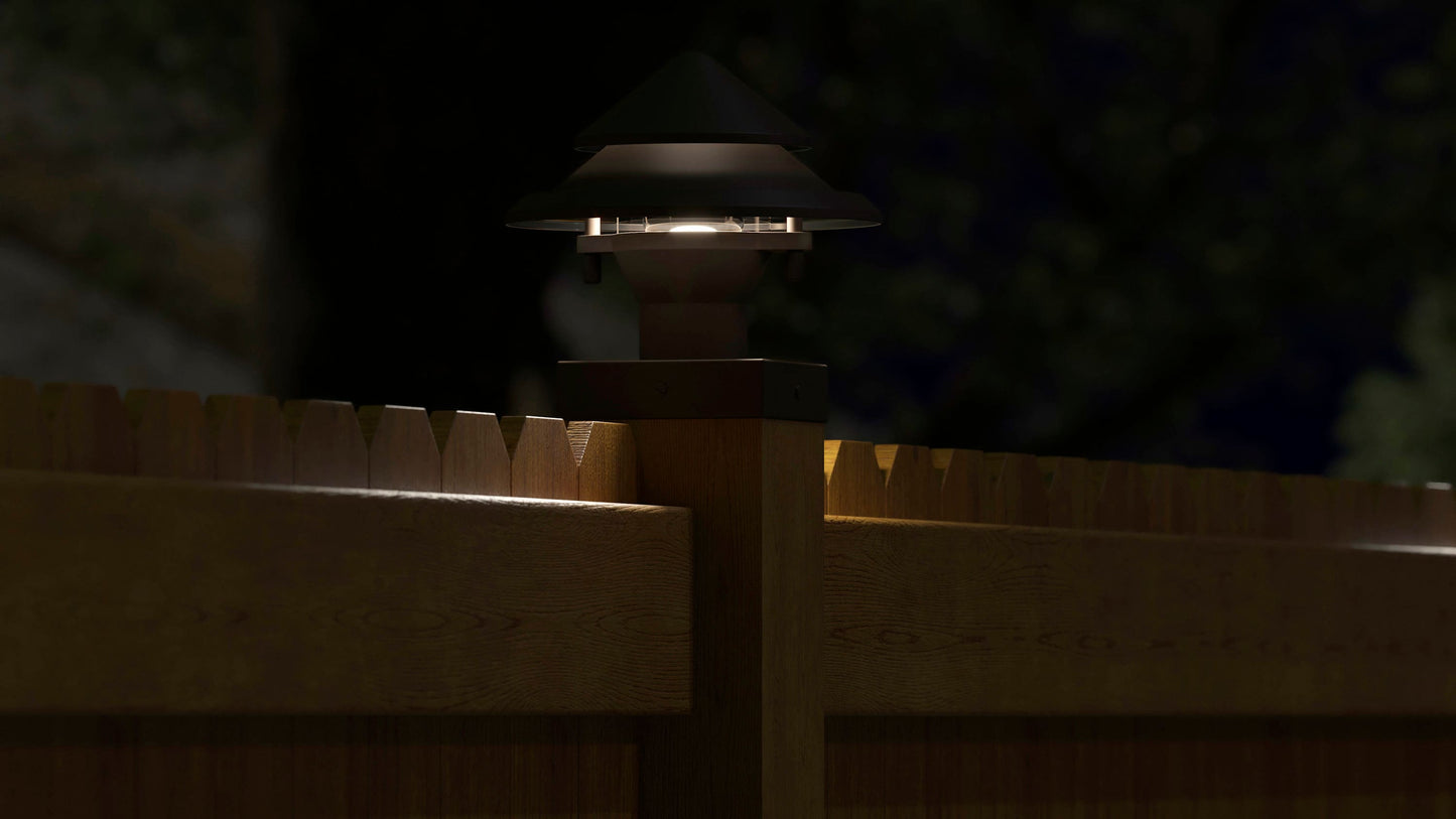 Kichler 4-in x 4-in 250-Lumen 3-Watt Olde Bronze Low Voltage Hardwired LED Outdoor Post Cap Light (3000 K)