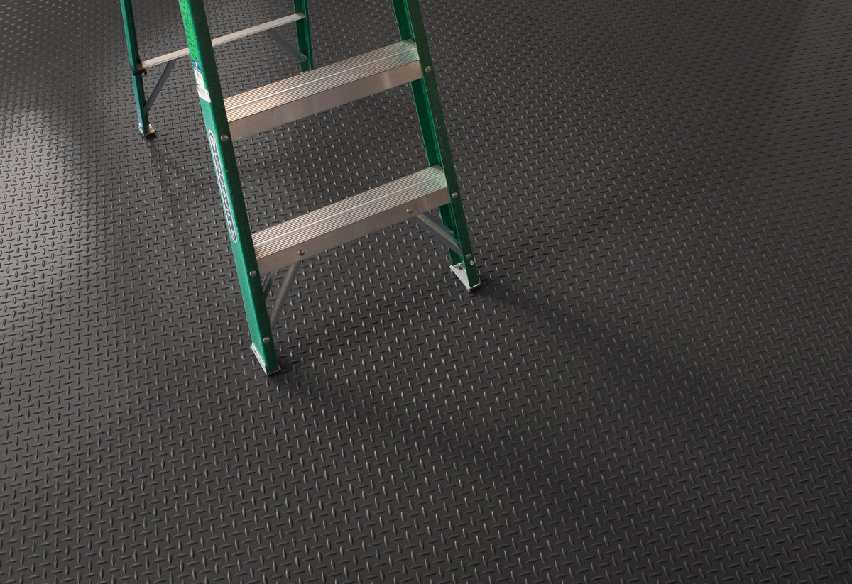G-Floor Diamond Tread 5-ft x 10-ft Slate Grey Diamond Plate PVC Garage Floor Roll, 75-mil