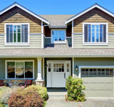 Creative Entryways Craftsman 2/3 Lite Painted Prehung Front Door with Sidelights and Brickmould