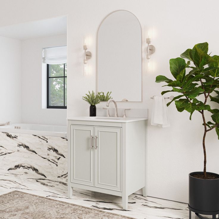Style Selections Alaia 30-in Muse Gray Undermount Single Sink Bathroom Vanity with White Engineered Stone Top