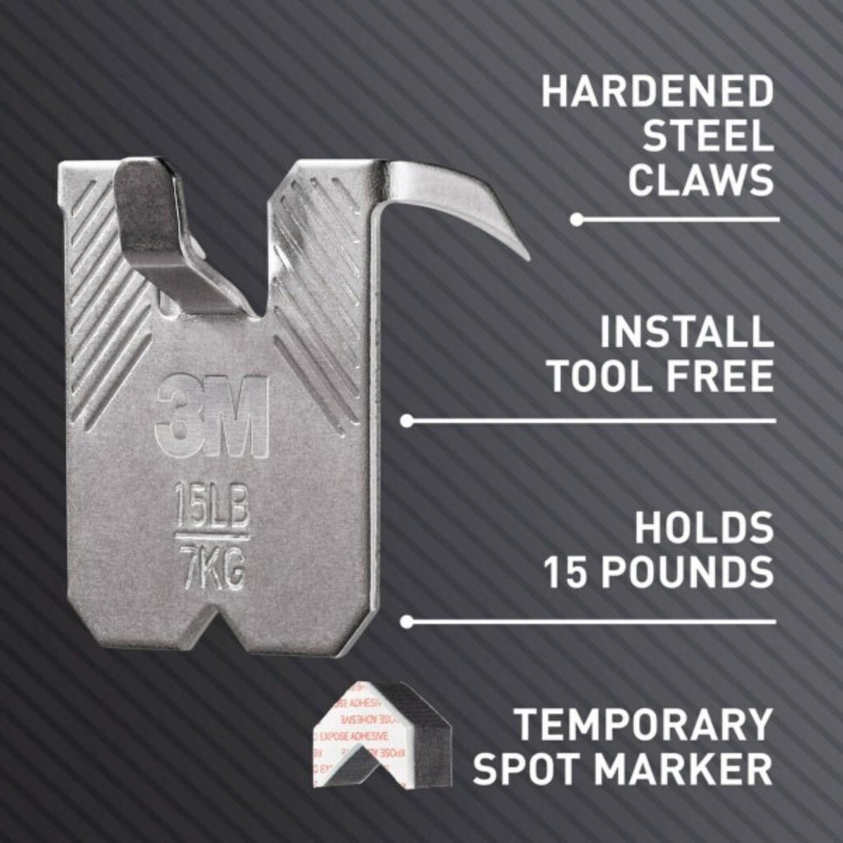 3M Claw Silver Drywall Picture Hanger, 15 lb, 1 Pack