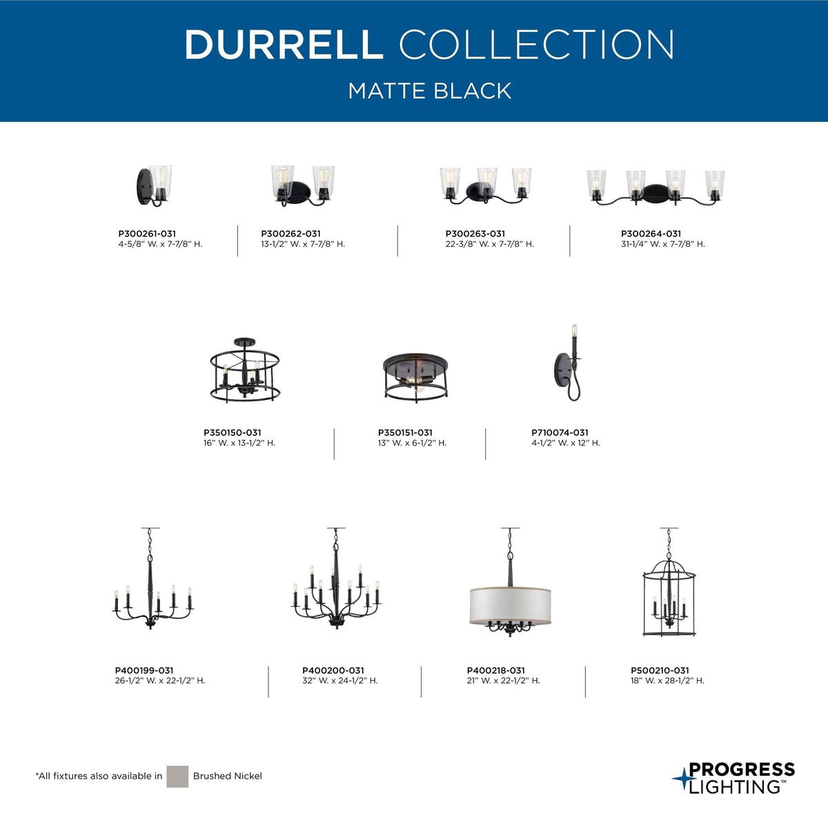 Progress Lighting Durrell 4-Light Matte Black Coastal Chandelier