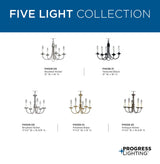 Progress Lighting Five Light 5-Light Brushed Nickel Transitional Chandelier