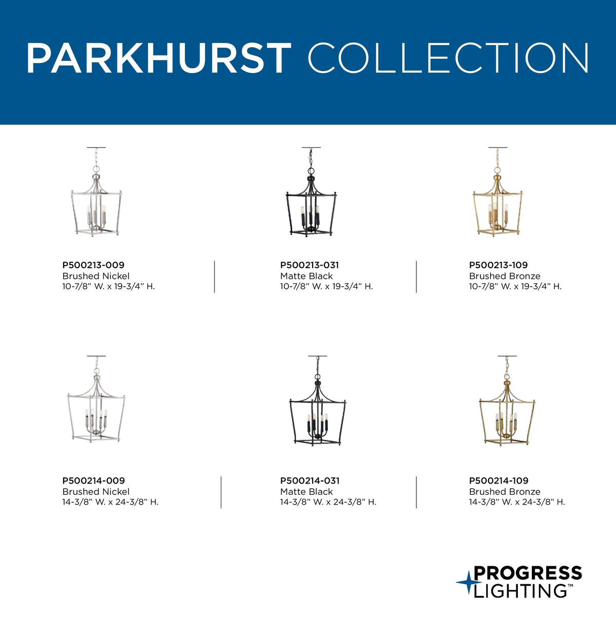 Progress Lighting Parkhurst 3-Light Matte Black Traditional Lantern Medium Hanging Pendant Light