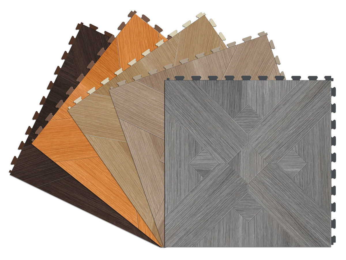 Perfection Floor Tile Bordeaux Wood Collection Bordeaux Elm/Satin 20-in x 20-in Water Resistant Interlocking Luxury Flooring (16.7-sq ft)