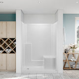 Ella Standard 60 in. x 33 in. x 77 in. 1-Piece Low Threshold Shower Stall in Biscuit with Left-Hand Seat and Right Drain