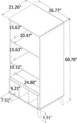 Manhattan Comfort Hampton Off White and Maple Cream 6-Shelf Office Cabinet