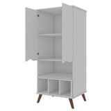 Manhattan Comfort Hampton Off White and Maple Cream 6-Shelf Office Cabinet